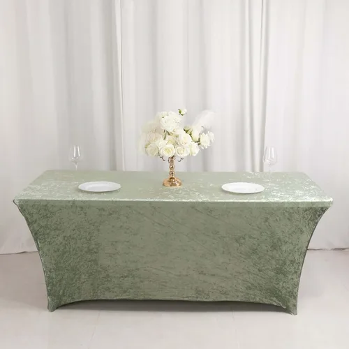 Vista 10 de Efavormart Cubierta de Mesa Rectangular Ajustada Elástica de Terciopelo Aplastado Beige de 6 pies