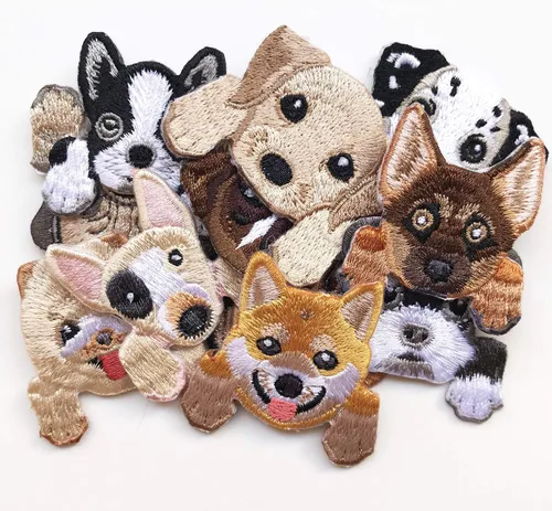 Vista 3 de Lindos parches de perro para ropa, surtido para planchar y coser, decoración bordada, patrones de apliques de cachorro para máscaras, bolsas, jeans