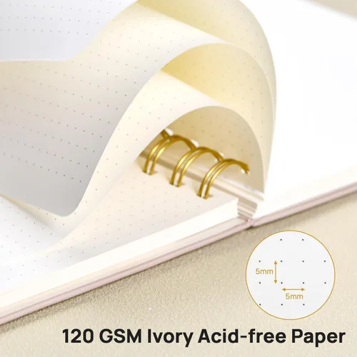 Vista 3 de POPRUN - Cuaderno de notas con espiral y puntos, diario A5 de 5.75" x 8.25", papel grueso de 120 gsm, 141 páginas numeradas, tapa dura para hombres