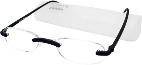 Vista 6 de Calabria 714 Anteojos de lectura sin montura con lentes transparentes, color carbón, lentes de lectura para hombres y mujeres, lectores