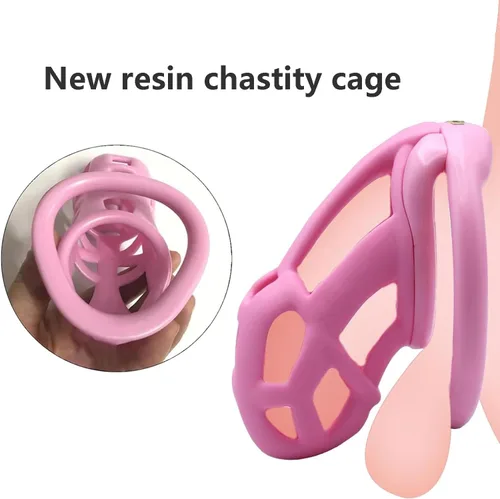 Vista 2 de Jaula de castidad de resina, dispositivo de castidad masculina 3.0 con 4 anillos, dispositivo de castidad masculina para pene, jaula de castidad