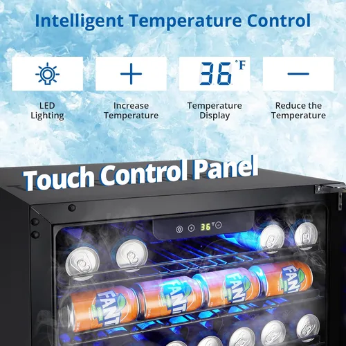Vista 4 de Towallmark Refrigerador de bebidas, refrigerador de bebidas de 5.1 pies cúbicos Capacidad de 166 latas, enfriador de bebidas pequeño con compresor