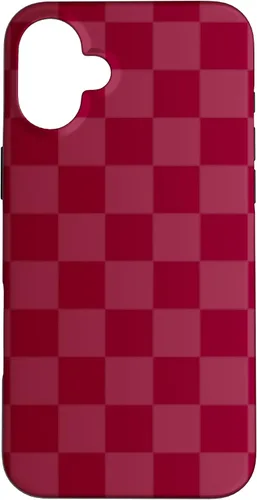 Vista 23 de Funda de diseño simple con diseño a cuadros rojo burdeos para iPhone 16
