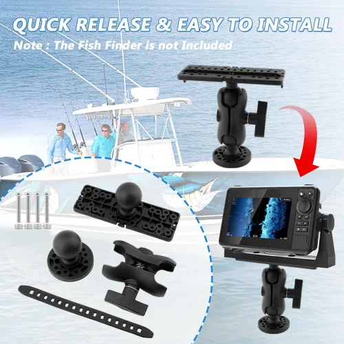 Vista 4 de CALIDAKA Base de montaje para buscador de pescado, rotación de 360 grados, soporte electrónico marino universal para barco