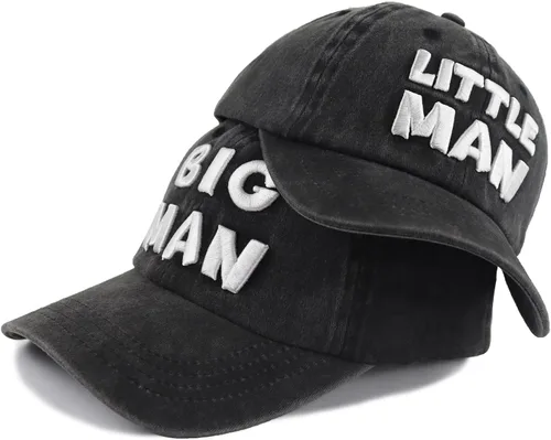 Vista 2 de 2 gorras de béisbol ajustables de algodón bordadas en 3D a juego, para hombre grande y hombre pequeño, papá e hijo