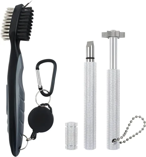 Vista 8 de VIPMOON Golf Club Cleaner Kit, 2 Pcs Groove Sharpener Regrooving Tool and 1 Pcs Retractable Club Cleaner Brush, Portable Groove Sharpener Tool for