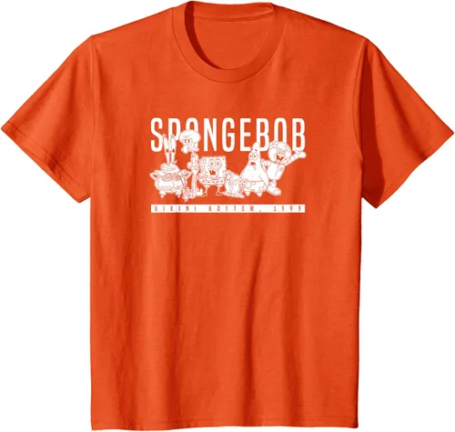 Vista 31 de Bob Esponja Vintage Group Simple Logo Camiseta, Negro