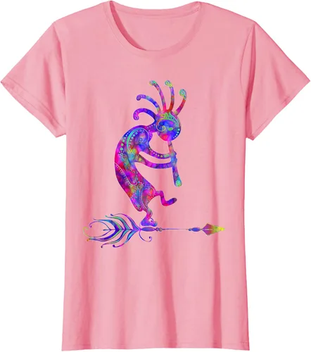 Vista 17 de Native American Kokopelli With Feather 2 - Camiseta Fan Fun, Negro, S