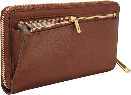 Vista 6 de Fossil Cartera Liza de piel con cremallera alrededor de la cartera con correa retráctil para la muñeca para mujer