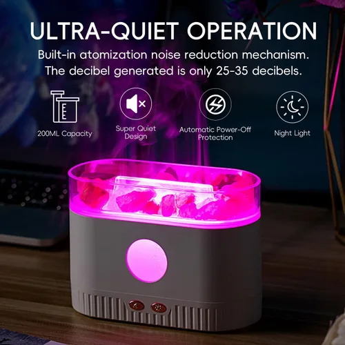 Vista 3 de YALEDI Difusor de aceite esencial de aromaterapia, difusor 3 en 1 de lámpara de sal del Himalaya con 7 luces de color, humidificador ultrasónico