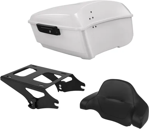 Vista 36 de TCT-MOTORPARTS Atlas Silver Metálico Maletero de Viaje Modificado con Respaldo y Montaje en Rack Adecuado para Harley Touring 14-25 Street Glide
