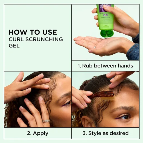 Vista 5 de Garnier Fructis Curl Control Scrunching Gel para el cabello, Curl Jelly para cabello rizado, ondulado y rizado con control de encrespamiento