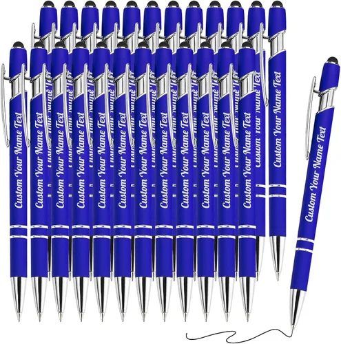 Vista 46 de 12 unidades de bolígrafos personalizados a granel con nombre grabado gratis, bolígrafos de bola personalizados con lápiz óptico, mensaje de texto
