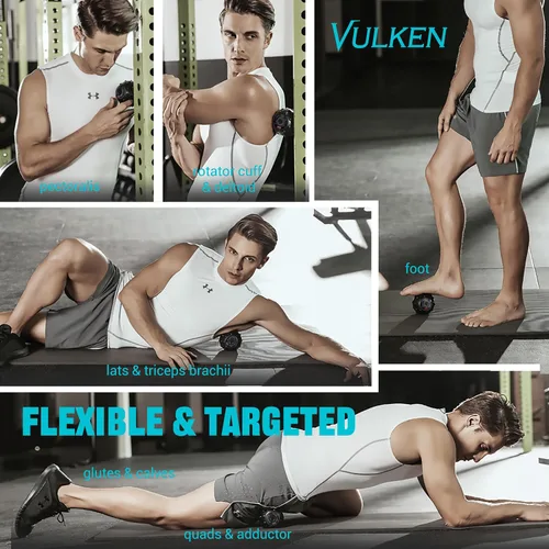 Vista 7 de Bola de Masaje Vibratória Vulken para Recuperación Muscular con SphereStrap – Objetivo Áreas de Difícil Acceso, Masaje de Espalda Sin Manos. Bola