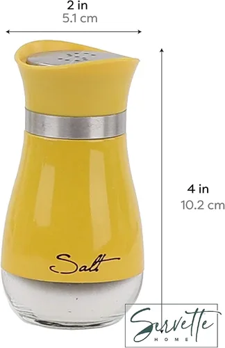 Vista 8 de Juego de cuchara redonda de silicona y coctelera de sal y pimienta de vidrio de 4 oz (amarillo)