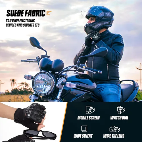 Vista 6 de OOPOR Guantes de motociclismo, guantes de ciclismo para hombres y mujeres, guantes de bicicleta sin dedos, guantes de bicicleta para levantamiento