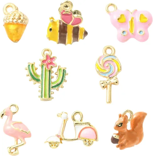 Vista 9 de KitBeads Enamel Animal Charm Alloy Cartoon Pendnats for Jewelry Making Bulk Bee 8Pcs