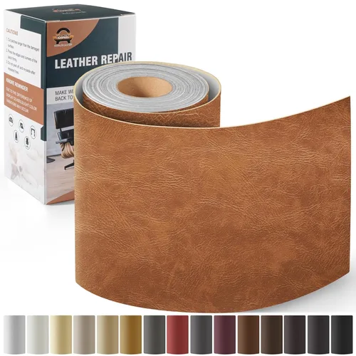 Vista 9 de Kit de reparación de cuero para muebles de 4 x 63 pulgadas, parche de reparación de cinta de cuero autoadhesivo para sofá, kit de parches