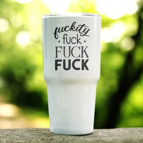 Vista 2 de Fuckity Fuck - Vaso de viaje de acero inoxidable de 30 onzas, vaso de café aislado