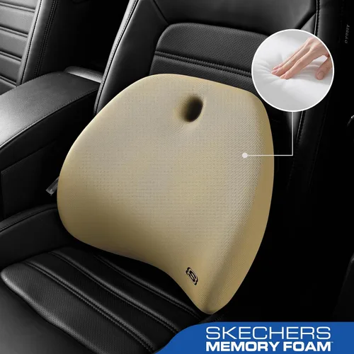 Vista 2 de Skechers Almohada de apoyo lumbar para silla de oficina, almohada lumbar de espuma viscoelástica, almohada lumbar para alivio del dolor de espalda