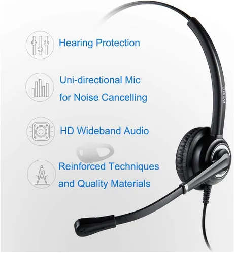 Vista 3 de MAIRDI Auriculares para teléfono celular con micrófono con cancelación de ruido, auriculares para computadora portátil de 0.138 in Jack para trabajo