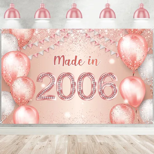 Vista 7 de Cartel de feliz cumpleaños número 50 en oro rosa hecho en 1973 con texto en inglés "Cheers to 50 years old", confeti, telón de fondo, decoración