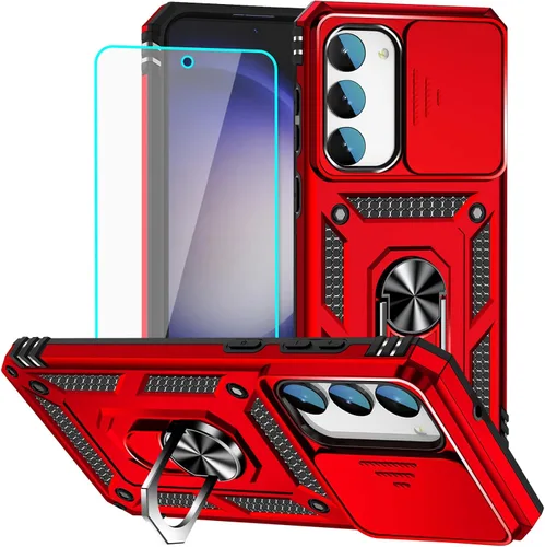 Vista 13 de HNHYGETE Funda para Samsung A13 5G, Galaxy A13 5G con protector de pantalla, soporte giratorio de grado militar de 360° (resistente), fundas Negro