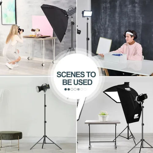 Vista 2 de EMART Soporte de luz de 7 pies para fotografía, soporte de trípode portátil para fotos y video, paquete de 2 soportes de iluminación con funda
