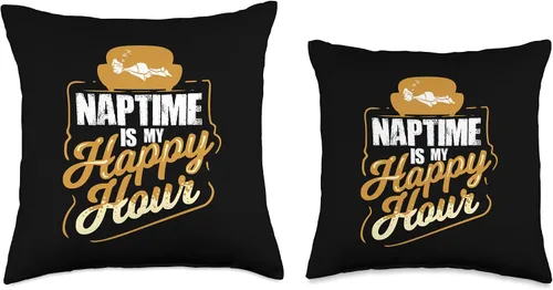 Vista 3 de Funny Napping Apparel Naptime is My Happy Hour - Almohada con cita para una siesta, 16.0 x 16.0 in, multicolor