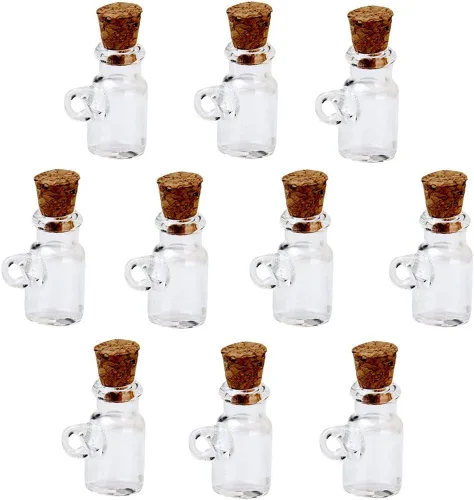 Vista 11 de ZenRa 10 piezas Mini botella de vidrio lindo frascos frascos con corcho botella de deseo frasco de vidrio colgante (XO)