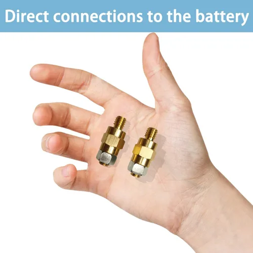 Vista 4 de BESULEN 4 terminales de batería de poste lateral, conector de perno de cobre de 3/8 pulgadas a 16, tornillos extensores de latón macizo para batería