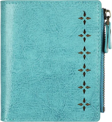 Vista 9 de Lavemi Carteras ultrafinas de cuero compacto para mujeres y niñas, con bloqueo RFID, tarjetero para tarjetas de crédito para mujeres 1-púrpura