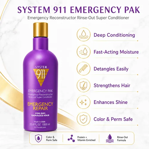 Vista 5 de HAYASHI System 911 Emergency Pak - Acondicionador profundo, 33.8 onzas Acondicionador de enjuague profundo para cabello seco, quebradizo