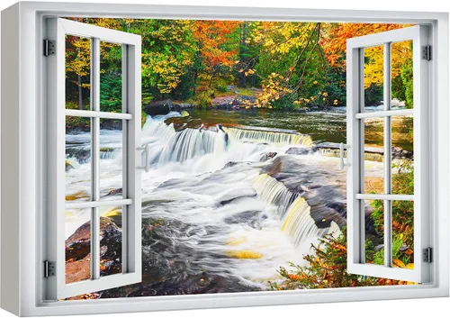 Vista 35 de Cuadro decorativo con diseño de ventana moderna blanca con vista, de la marca Wall26®
