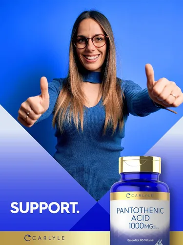 Vista 6 de Carlyle Vitamina B5 de ácido pantoténico 1000 mg 100 cápsulas Suplemento sin OMG, sin gluten