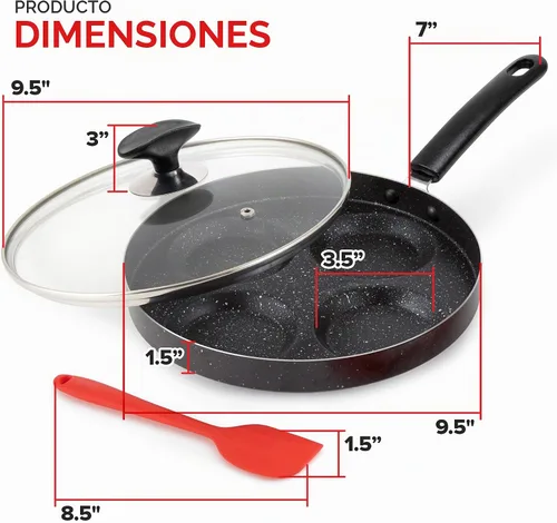 Vista 2 de Modern Innovations Sartén antiadherente de 4 tazas con tapa, sartén para huevos fritos, sartén para tortillas, mini sartén para panqueques