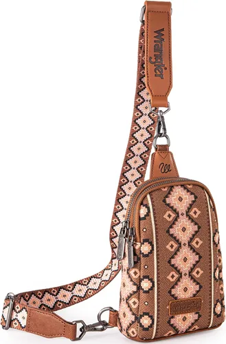 Vista 19 de Wrangler Bolso bandolera pequeño para mujer, bolsos cruzados de cuero *Clásico-marrón