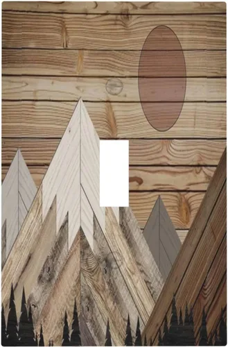Vista 53 de Cubiertas de Salida Decorativas Boho Midcetury Oro Paisaje de Montaña del Sol 1 Banda Cubierta de Placa de Pared Receptáculo Interruptor de Luz