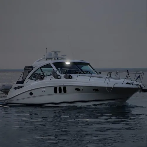 Vista 4 de Luz de cúpula marina LED para cabina de barco, color blanco, con interruptor, montaje en superficie de acero inoxidable, 12 voltios (4.18 pulgadas)