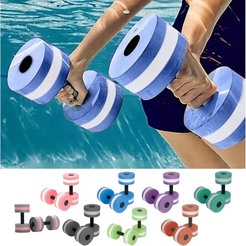Vista 5 de Mancuernas de ejercicio acuático, 2 mancuernas de espuma para ejercicio acuático, juego de mancuernas de espuma de agua resistente a la piscina