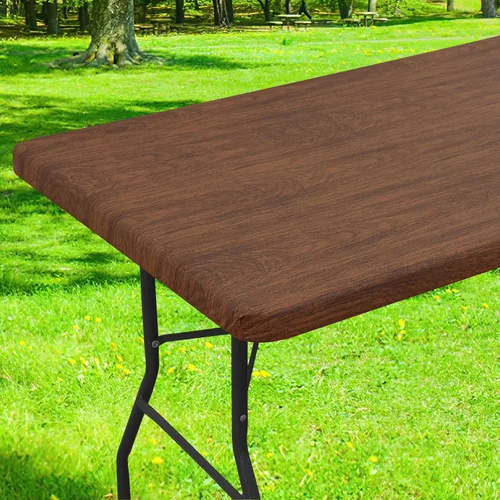 Vista 12 de Smiry Mantel cuadrado para mesa de pícnic, impermeable, elástico, ajustable, para campamento, protector de vinilo con parte trasera de franela Beige