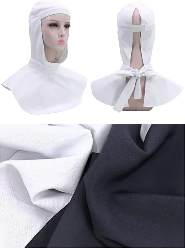 Vista 2 de DAZCOS Disfraz de cosplay de monja, bata medieval decente con pañuelo y cinturón para Halloween