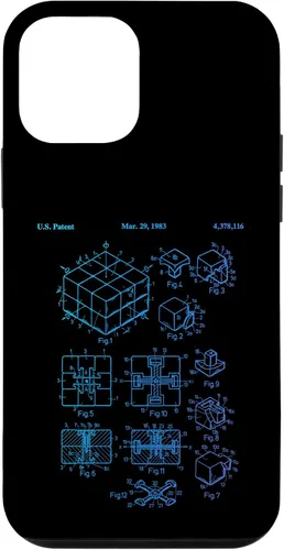 Vista 16 de Carcasa de matemáticas retro para iPhone 16 de cubo de rompecabezas competitivo Rubik Patent Speed Cubing
