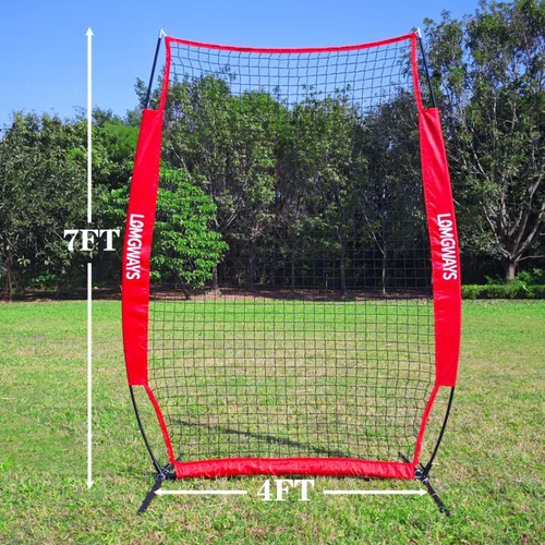 Vista 3 de Pantalla portátil de lanzamiento de béisbol y softbol, red de protección de jarra de 4 x 7 pies con bolsa de transporte y estacas de tierra, red