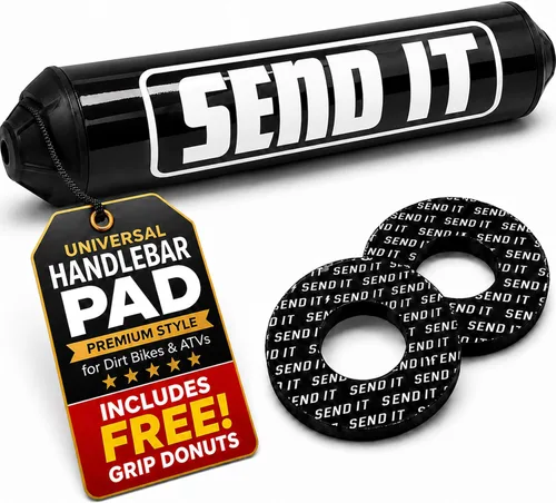 Vista 10 de SEND IT Almohadilla de manillar con DONUTS GRATIS Handlebar para bicicleta de cross ATV Crossbar (Negro, Pit Bike)