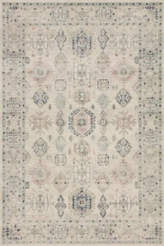 Vista 4 de Loloi Hathaway Collection HTH-04 Beige/Multi 2 pies 3 pulgadas x 3 pies 9 pulgadas, Alfombra de acento de 0.25" de espesor, suave, duradera