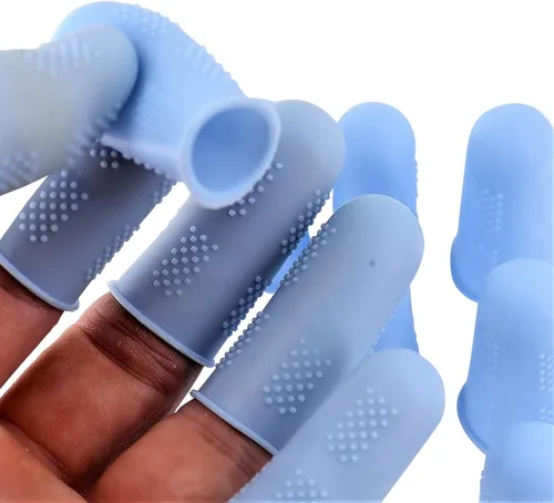 Vista 5 de Protectores de dedos [serie Flex – Paquete de 9] cubiertas antiadherentes de silicona [pequeño (3) / mediano (3) / grande (3)] – para pegamento