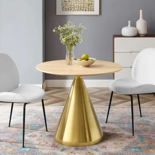 Vista 23 de Modway Tupelo - Mesa de comedor cuadrada de 28 pulgadas, color dorado y blanco