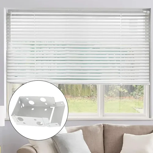Vista 6 de Waziaqoc 4 soportes para persianas, 2.5 pulgadas, color blanco, de perfil bajo, soportes de montaje para barandillas de ventana, tamaño exterior