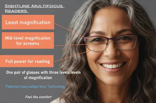 Vista 2 de Sightline Gafas de lectura progresivas para mujer, marco de metal de calidad óptica prémium 1.00